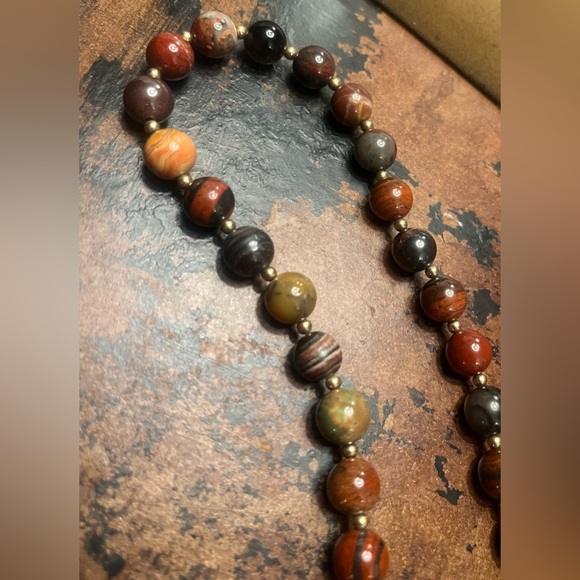 Brecciated Jasper - Gorgeous Necklace with gold clasp - Picture 8 of 8